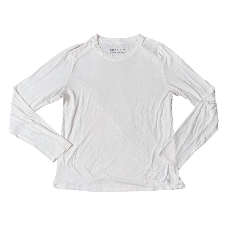 Free Fly Bamboo Long Sleeve Tee Women Large White Good Outdoor Performance Top